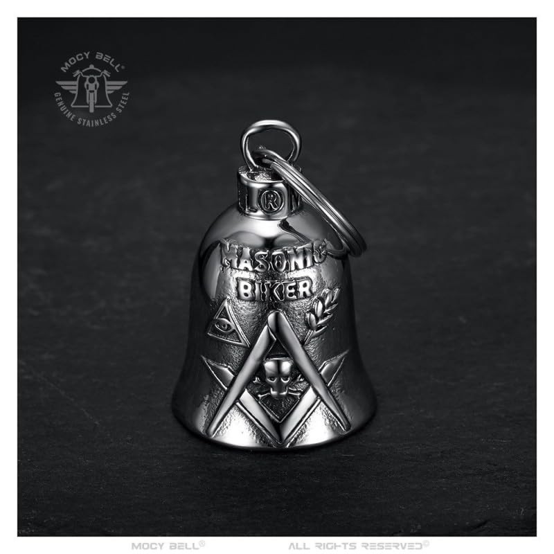 BOBIJOO JEWELRY - Clochette Moto Franc-maçon Biker Porte-Bonheur Acier Stainless