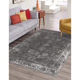 Unique Loom Sofia Collection Area Rug - Casino (4' 1" x 6' 1" Rectangle, Dark Gray/ Ivory)