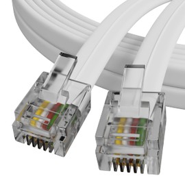 ConnectingU® ADSL Micro Filter/Splitter with Tail Bundled with 7.5m long White RJ11 Premium Quality Modem Cable with Gold Plated Contact Pins Male to Male.