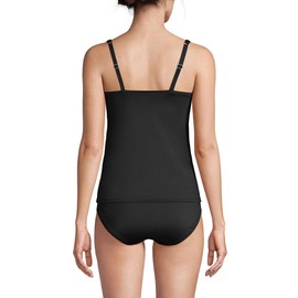Lands' End Womens Chlorine Resistant Square Neck Tankini Top Black Dd-Cup 14