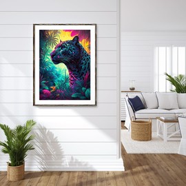 QENSPE 5D Diamond Painting Kit Leopard Diamond Art for Adults, Full Drill Animal Diamond Painting Kits for Beginners Kids, DIY Crystal Picture Art Home Wall Decor 12x16 in / 30x40cm