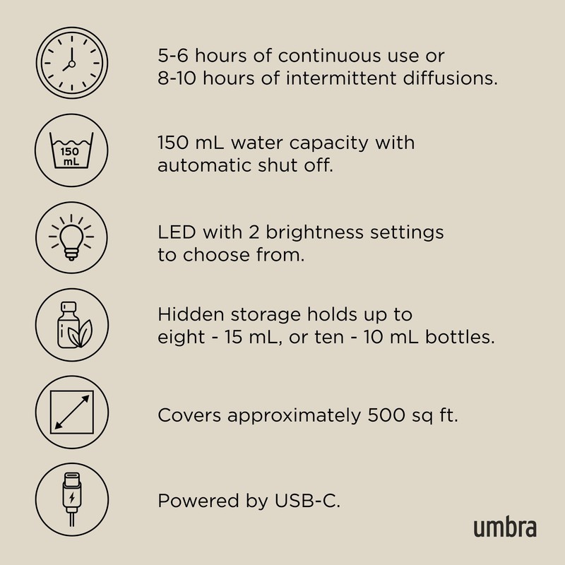 Umbra Casita Diffuser in Sand – Aromatherapy Essential Oil Diffuser