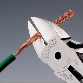 Precision Compact Side Cutters, Professional Grade with Hardened Carbon Steel Jaws (PCB Side Snips). Made in Japan. ENGINEER ns-03