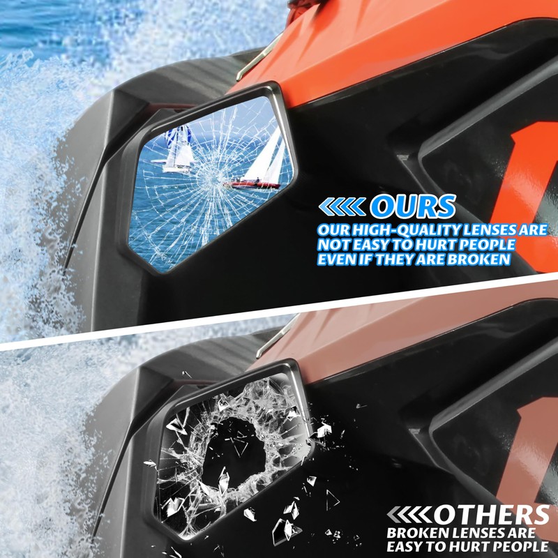 SAUTVS Side Rear View Mirrors for Sea-Doo Spark, High-Definition Convex