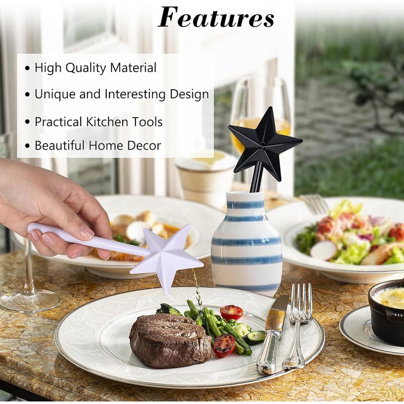 THJOPOKEEL 2 Pcs Salt and Pepper Shakers, Magic Star Wand