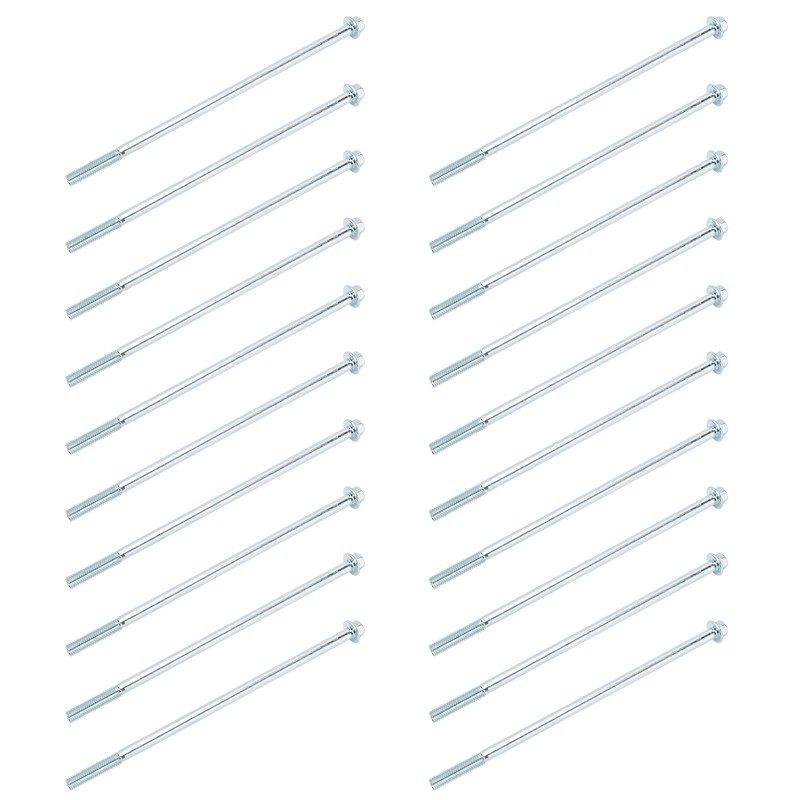 20Pcs M6x160 Long Screw Iron Hex Flange Threaded Bolt Fastener