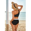 MOOSLOVER Women Cutout One Shoulder High Waisted Bikini High Cut