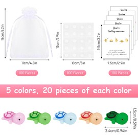 100 Pack Employee Appreciation Gifts Bulk Animal Pun, Inspirational You're Turtley Awesome Appreciation Pocket Inclued Mini Sea Turtle Figure Note Cards Organza Bags Thank You Gift for Teacher Graduation Staff