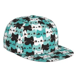 ENBBHZU Cute Cats Baseball Cap Snapback Hat Adjustable Flat-Brimmed Hat Hip Hop Hat for Men Women Teens