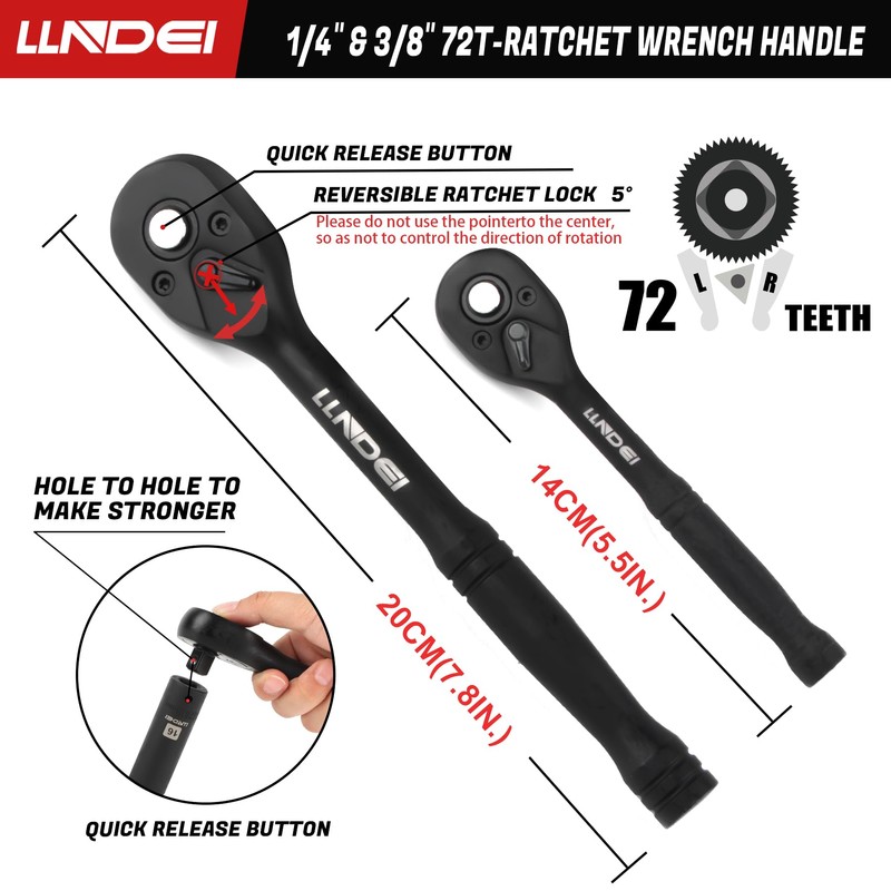 LLNDEI 1/4 & 3/8 Inch Drive Impact Socket Set, 186