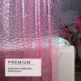 TIKABC Shower Curtain Liner, Eva Pink 4G Lightweight Shower Liner, Plastic Waterproof Shower Curtains, 72x72 inch with 12 Grommet Holes 3 Large Magnetic Weights