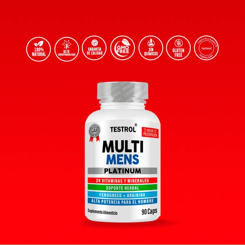 Testrol Multi Mens Platinum | 24 Vitaminas Esenciales para el