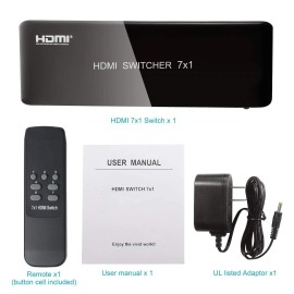 Univivi 7 Port HDMI 2.0 Switch Full HD Ultra 3D 1080P 4K@60Hz Univivi Selector & Remote