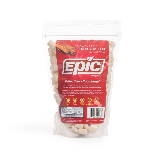 Epic 100% Xylitol-Sweetened Chewing Gum (Cinnamon, 500-Count Bulk Bag)