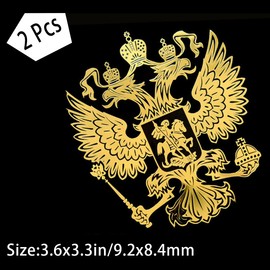 Holy Featehr Car Sticker with Russian Shield Emblem, Nickel Metal, Federation Eagle Emblem for Bumper Window Side Decorative Car Scratch Sticker Electric Vehicle Motorcycle Decal 2Pcs Gold