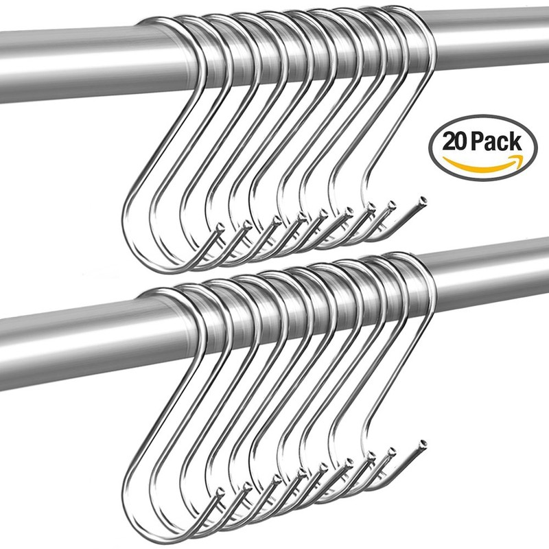 SENHAI 20 Pack S-Hooks of Stainless Steel, Rust-free & Corrosion-free,