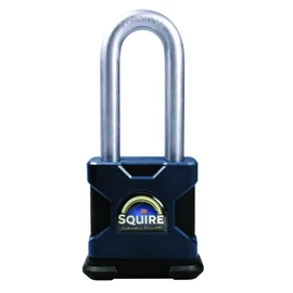 Henry Squire Stronglock Laminated Long Shackle 4 Pin Double Locking Padlock, 1.5-inch Shackle Length,Black