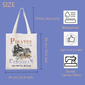 Pirate Movie Lover Gift Caribbean Gift Marine Sea Adventure Movie Inspired Gift Pirate Themed Tote Bag (CARIBBEAN TOTE CA)