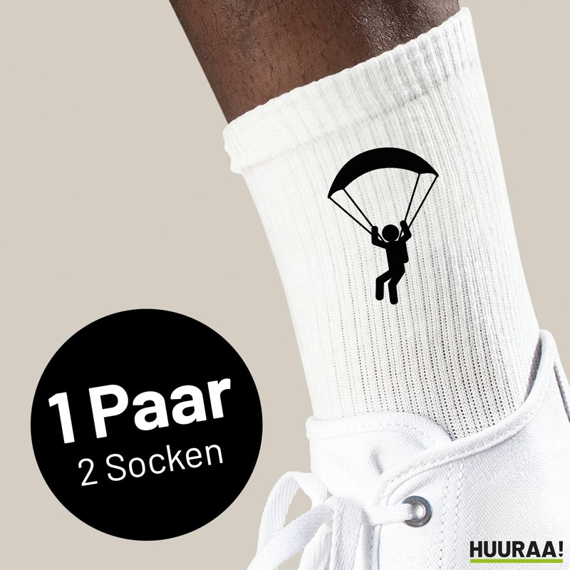 Huuraa Unisex Tennis Socks Paragliding Gift Size 8/12 White Paragliding