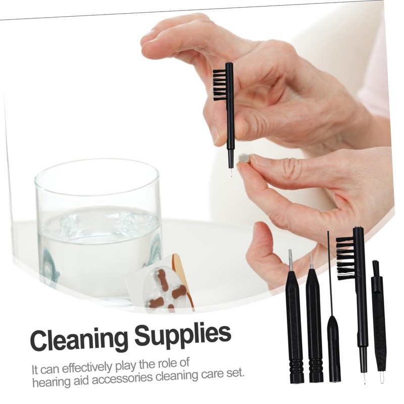 FOMIYES 1set Hearing Aid Cleaning Kit Includes Cleaning Brush Rods
