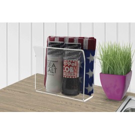 Marketing Holders 5”W Napkin Holder U-Shape Guest Bathroom Restaurant Diner Clear Acrylic Tabletop Stand Counter Top Kitchen Bar Organizer Space Saver Value Cloth Paper Upright