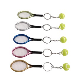 Naroote 5 Piezas Llavero de Mini Raqueta de Tenis, Llavero de Resina de Moda, Llavero de Anillo Dividido para Amantes del Deporte, para Regalar