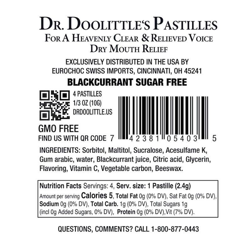 Dr. Doolittle’s Sugar Free Soft Fruit Pastilles for Voice and