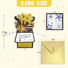 Asmallgf Happy 18th Birthday Pop Up Card for Girls Boys, Best 18 Year Old Birthday Gifts for Him Her, Black-golden Eighteen Birthday Decorations for Sister Brother