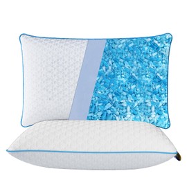 PAJEO Cooling Bed Pillows for Sleeping Queen Size Set of 2, Double-Sided Memory Foam Cool Pillow with Zipper for Hot Sleepers, Cold Pillows for Side, Back or Stomach Sleepers