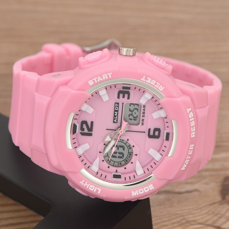 SMAEL Waterproof Digital Analog Dual Display Watch Round Electronic Quartz