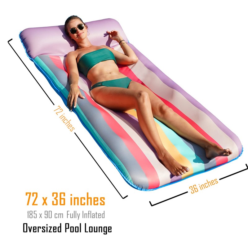 PARENTSWELL Oversized Pool Floats 72" x 36", X-Large, Fabric-Covered Pool