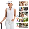 Soneven Womens' Sleeveless Golf Shirts Full Zip Golf Jacket Summer