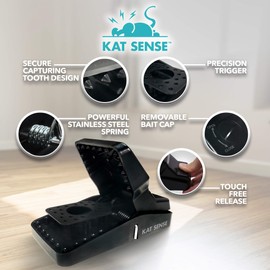 Kat Sense Large Rat Snap Traps Set of 6 - Multi-Capturing Tooth Design, Humane Rat Trap Indoor & Outdoor Use, Mouse Catcher for Repeat Use, High Precision Triggering, Traps for Rats, Mice, Chipmunks