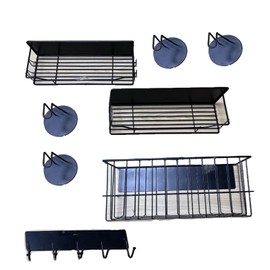 Minicloss Magnetic Spice Rack for Refrigerator, 6 Pack Magnetic Spice Rack with Magnetic Basket & Paper Towel Holder, Strong Magnetic Storage Organizer for Kitchen, Black