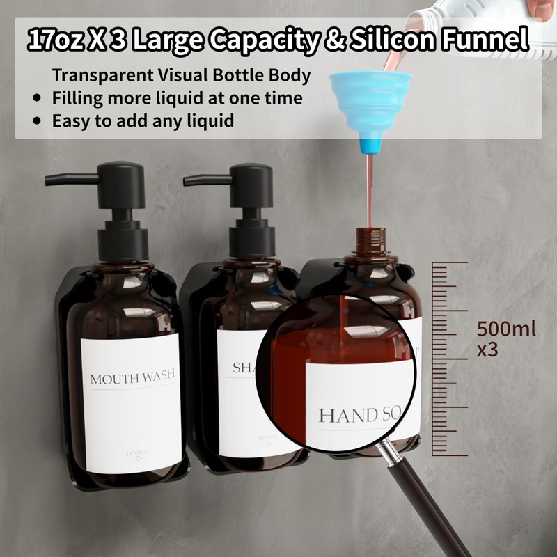 HCYWOC Shampoo and Conditioner Dispenser, Shower Soap Dispenser with 16
