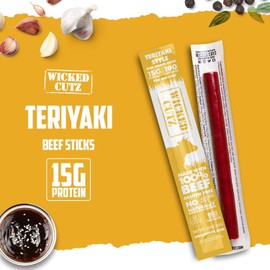 Teriyaki Beef Sticks, 15g Protein Per Beef Stick, Tender & Juicy Extra Large Meat Stick, USA Made High Protein Meat Sticks, Carnivore Snacks (12 Pack)
