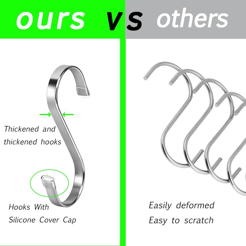 AMZFULY Heavy Duty S Hooks,Stainless Steel S Shaped Hook for