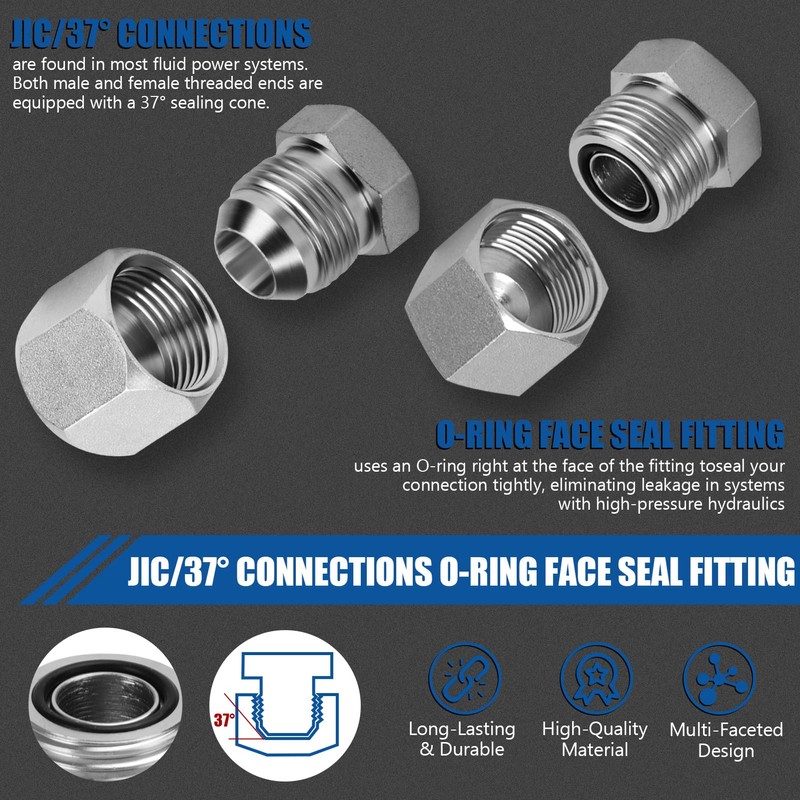 XJX 144-Piece JIC and ORFS Cap and Plug Kit, Hydraulic