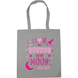 Hippowarehouse I Love My Granny to the Moon and Back (Pink) Tote Shopping Gym Beach Bag 42cm x38cm, 10 litres