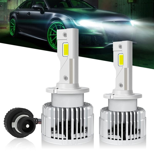 Chemini D2S 2 Pack 110W Car LED Bulbs Replacement HID Xenon Conversion Kit High Beam Low Beam OEM Plug and Play 6000K White