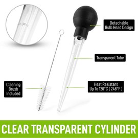 HAOHIZE Turkey Baster Syringe with Cleaning Brush, Glass Large Turkey Baster for Cooking Turkey Oil Dropper Chicken Barbecue Food Turkey Baster Barbecue Pipe for Beef, Pork