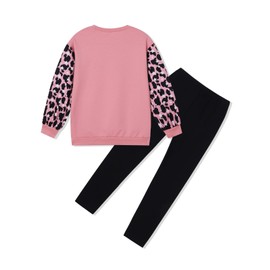 Naiyafly Girls Cotton Tracksuit Set 2 Piece Sweatsuit Outfits Autumn Winter Sweatshirt and Leggings 6 7 8 9 10 11 12 13 14 Years