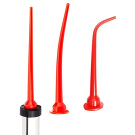 ANZHUO Adhesive Nozzle Set for Sausage Caulking Gun, Red Plastic, 8.4-11.8 Inch Length, 0.32 Inch Diameter, 3 Sizes, for Sealing Seams, Glass Door Installation etc. (1Straight +2 Curved)