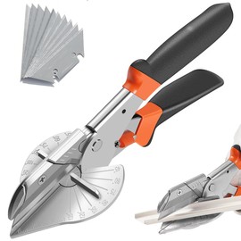 Mitre Scissors Cable Duct Scissors Multifunctional Trunking Scissors Sealing Scissors for Cutting PVC Wood Plastic Rubber with 10 Replacement Blades, Adjustable from 45° - 135° for Precise Cut