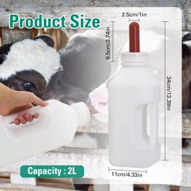 Calf Bottle with Hand Grip Handle and a Replacement Nipple,2 Quart Calf Milk Feeder Nursing Feeding Bottle (Red, Calf Bottle with Screw Nipple)