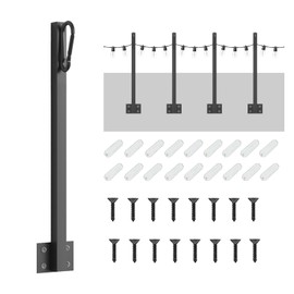 IBCXBIO 4 Pack String Light Poles,Hanging Light Poles for Outdoor String Lights, Metal Suspension String Light Poles with Carabiner,Hanging Light Poles for Deck Fence Garden Backyard Wall Bistro | IBCXBIO