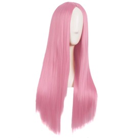 MapofBeauty 28 Inch/70 cm Women Special Natural Long Straight Synthetic Wig (Light Hot Pink)