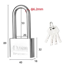 Padlock Security Lock Padlock with Key Padlock with Long Shackle 40mm for Sports Cabinets Luggage Compartment Luggage Storage Units Garage Doors