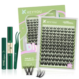 KEYYOU Kit de pestañas postizas Wispy Lash Clusters Angel, kit de extensión de pestañas DIY 156 piezas, pestañas postizas suaves y naturales 8-18MIX D Curl(set-Angel)