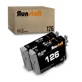 Run Star 126 Remanufactured Ink Cartridge Replacement for Epson 126 T126 T126120 for Workforce 545 845 645 635 520 435 WF-3540 WF-3520 WF-3530 WF-7010 WF-7510 WF-7520 Stylus NX430 Printers (2 Black)